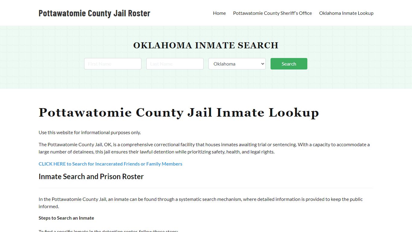 Pottawatomie County Jail Roster Lookup, OK, Inmate Search