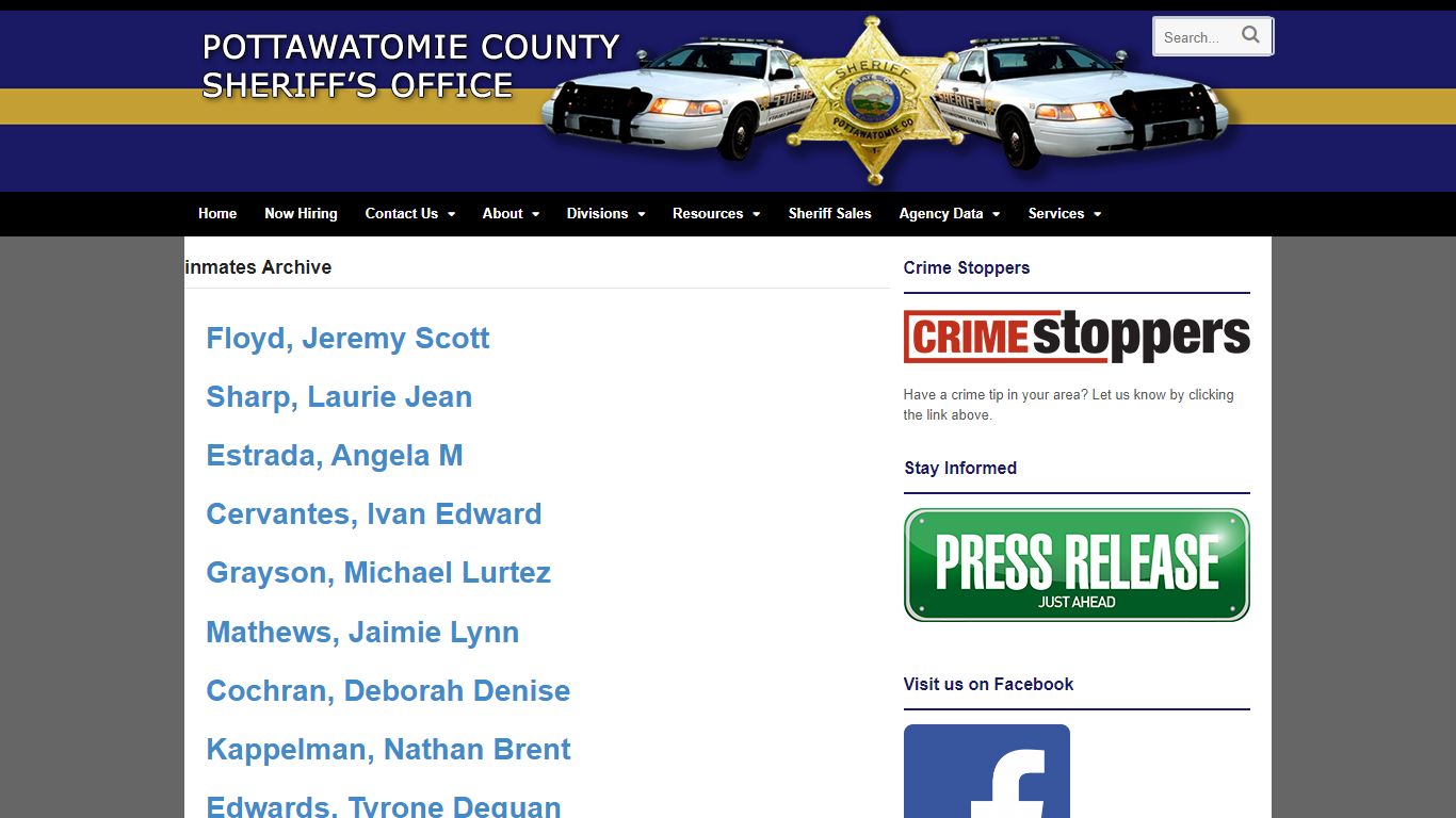 inmates | Pottawatomie County Sheriff Office